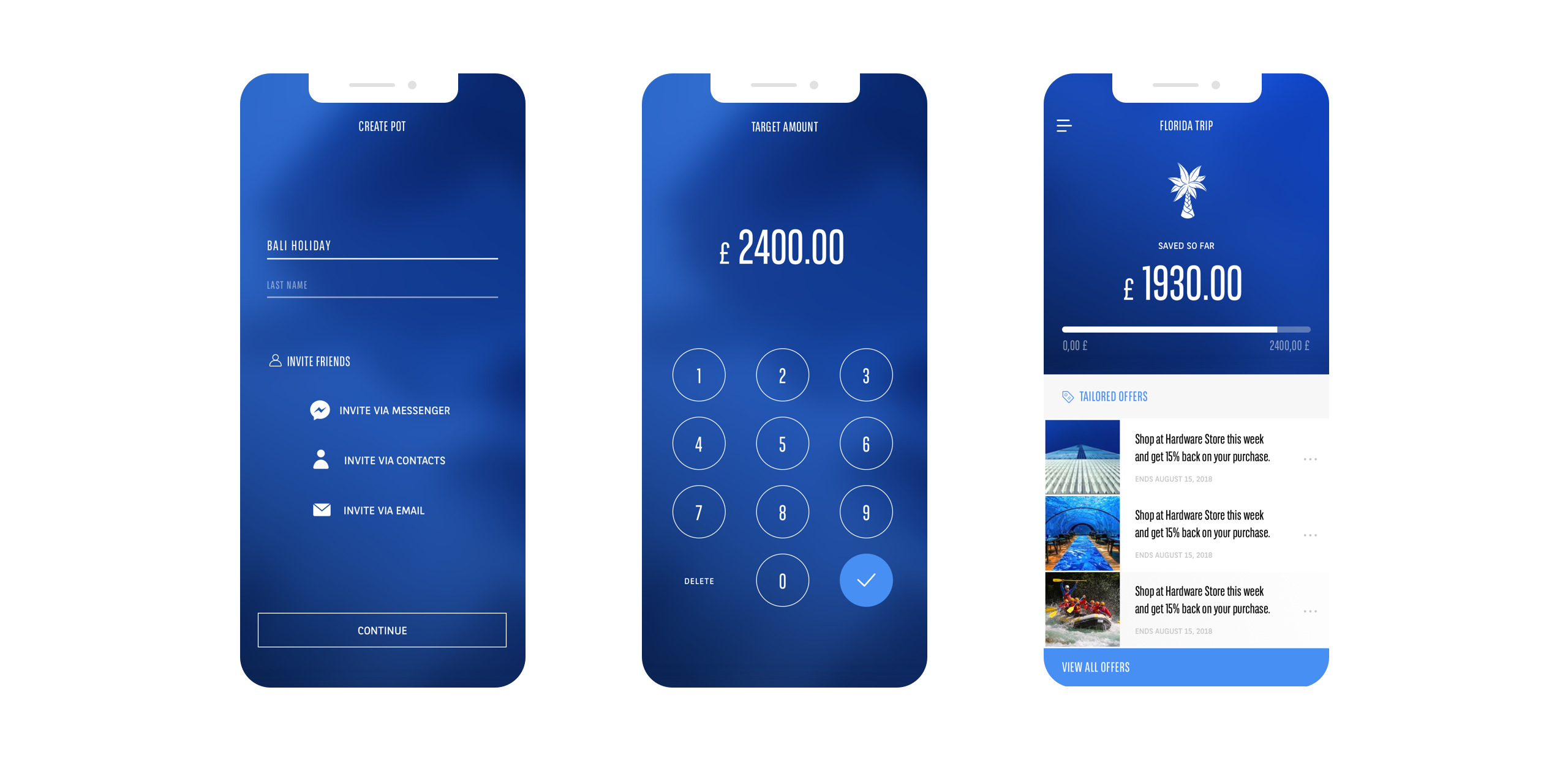 Money Pot screens
